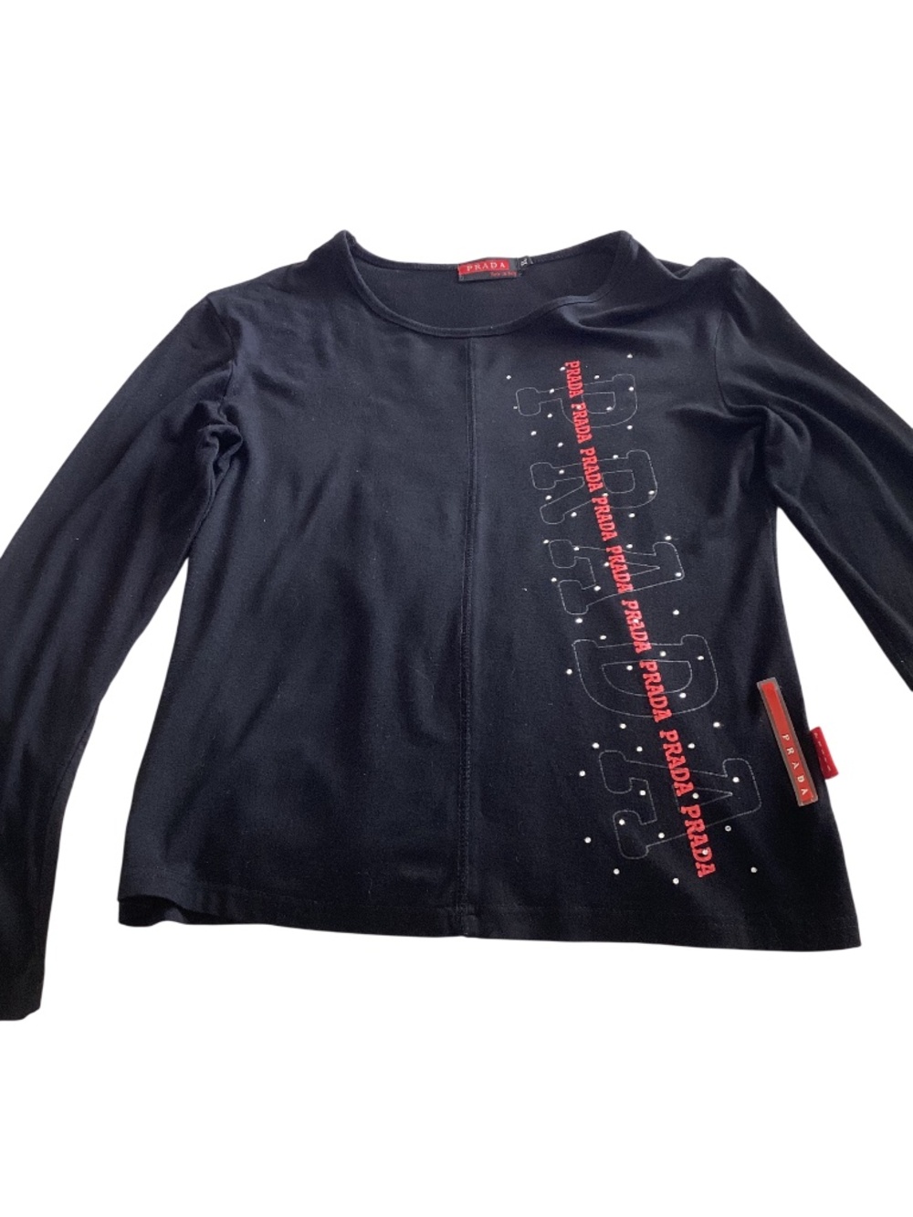 Prada Y2K black long sleeve t-shirt red label xl